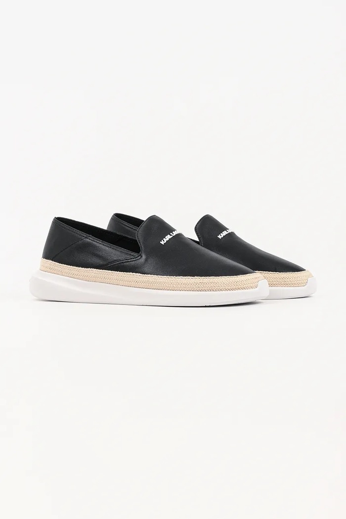 Karl Lagerfeld espadrile pentru bărbați, din piele Helios KL20520.000 negru SS26