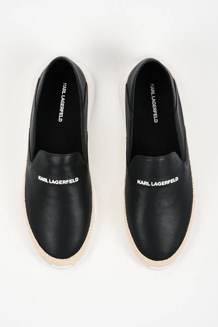 Karl Lagerfeld espadrile pentru bărbați, din piele Helios negru KL20520.000