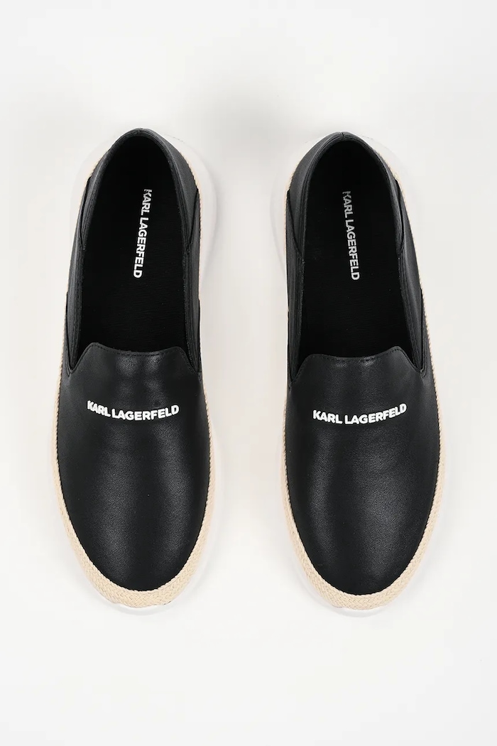 Karl Lagerfeld espadrile pentru bărbați, din piele Helios negru KL20520.000