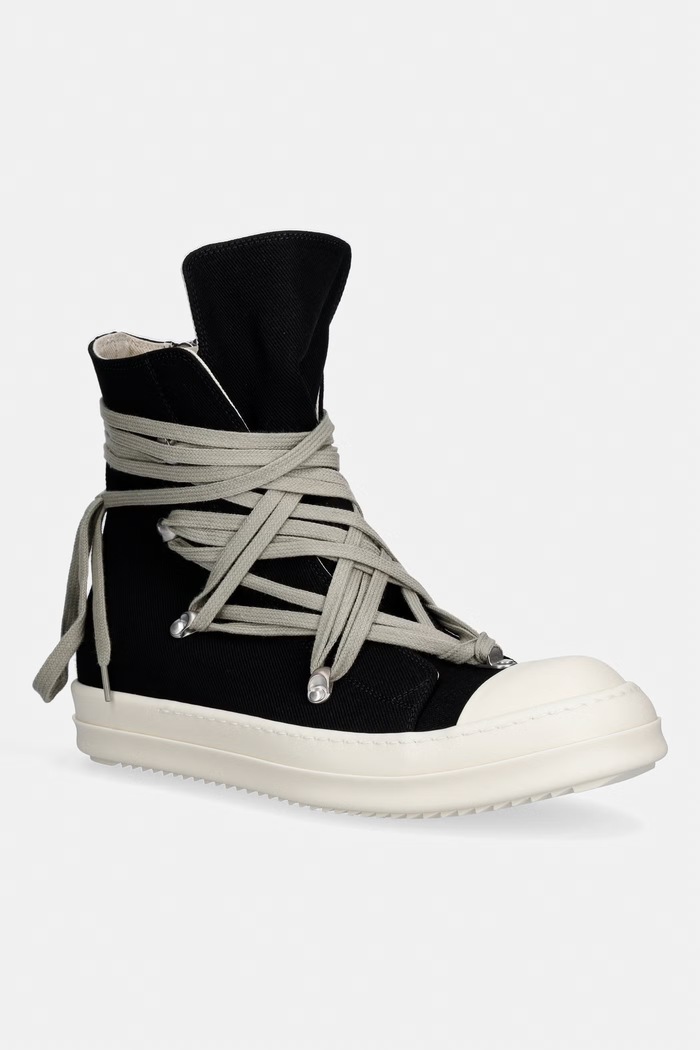 Rick Owens DRKSHDW Megalace πάνινα Ανδρικά λείο δέρμα μαύρο DU01F4809.DOW1