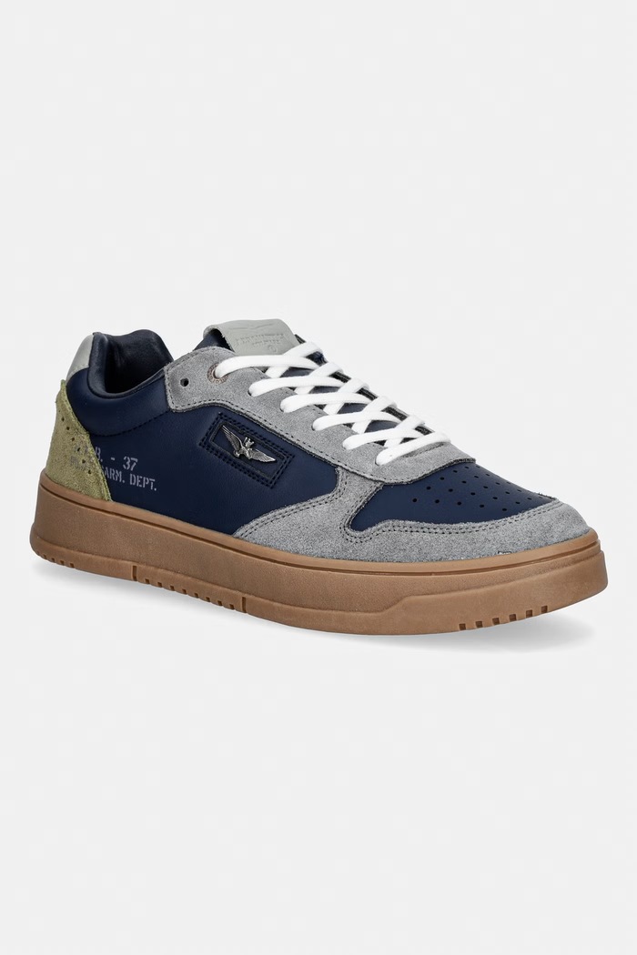 Aeronautica Militare sneakersy skórzane SNEAKERS skóra zamszowa granatowy 261SC0235UPL00244.94402
