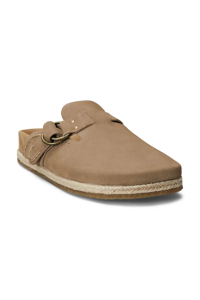Polo Ralph Lauren SUEDE-TURBACH ciabatte slide da uomo in pelle 803931273003 verde SS26