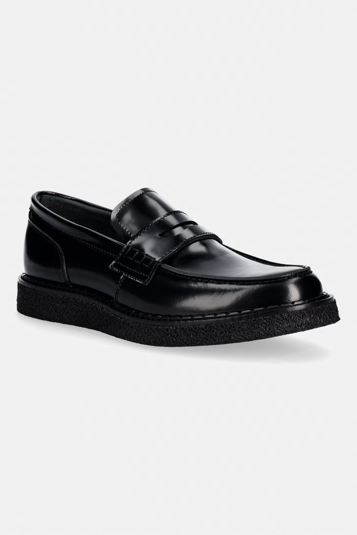 Fred Perry mokasyny skórzane eleganckie czarny SB1345
