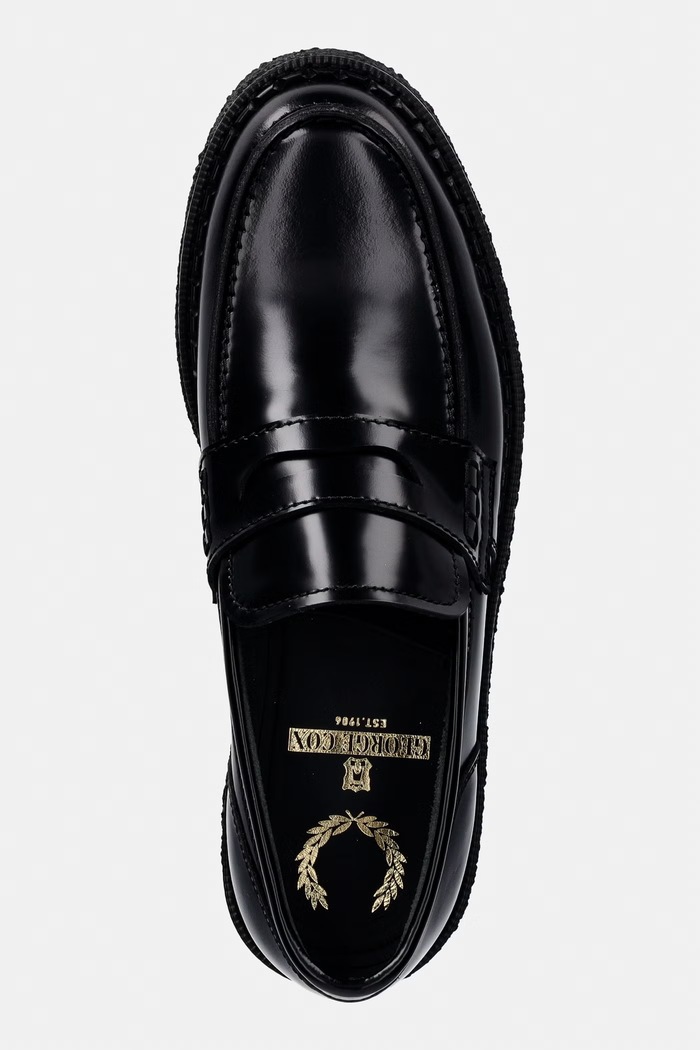 Fred Perry mokasyny skórzane czarny SB1345