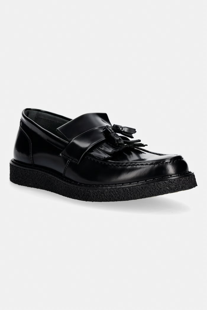 Usnjeni mokasini Fred Perry Zrnato usnje črna SB8355