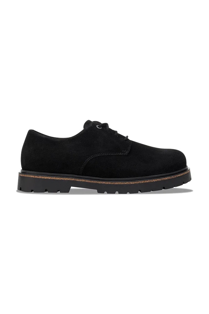 Birkenstock Highwood Lace Low men's suede flat heeled shoes casual black 1030209