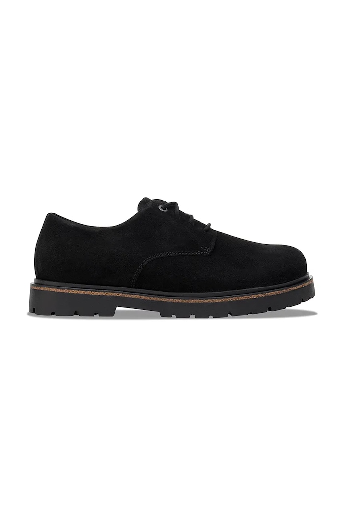 Birkenstock Highwood Lace Low men's suede flat heeled shoes casual black 1030209