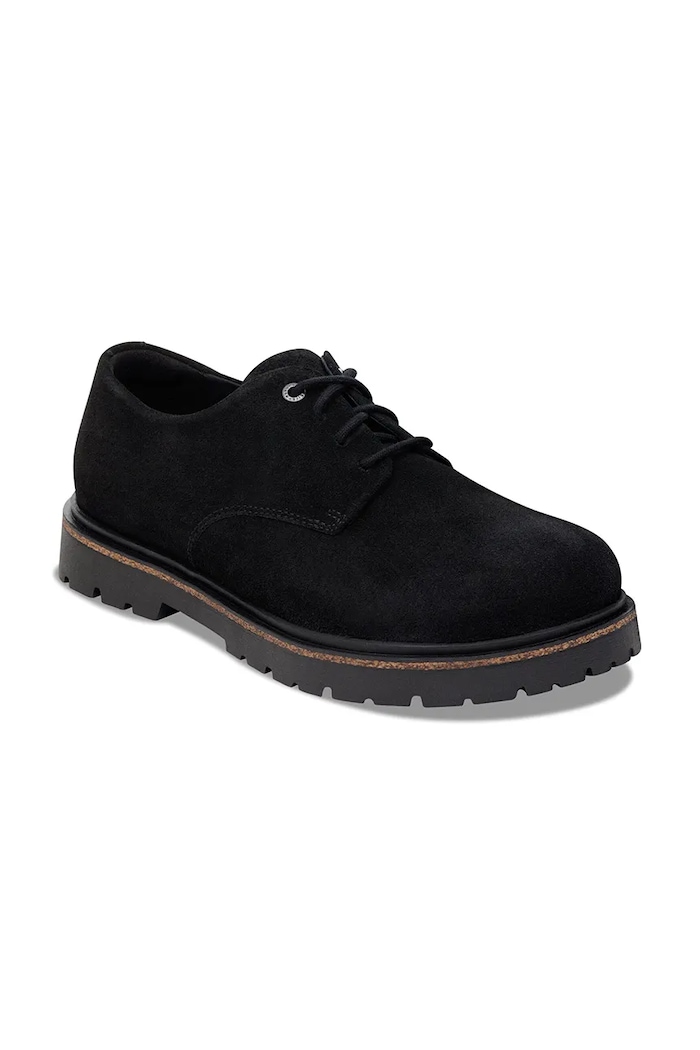 Birkenstock Highwood Lace Low men's suede flat heeled shoes 1030209 black SS26