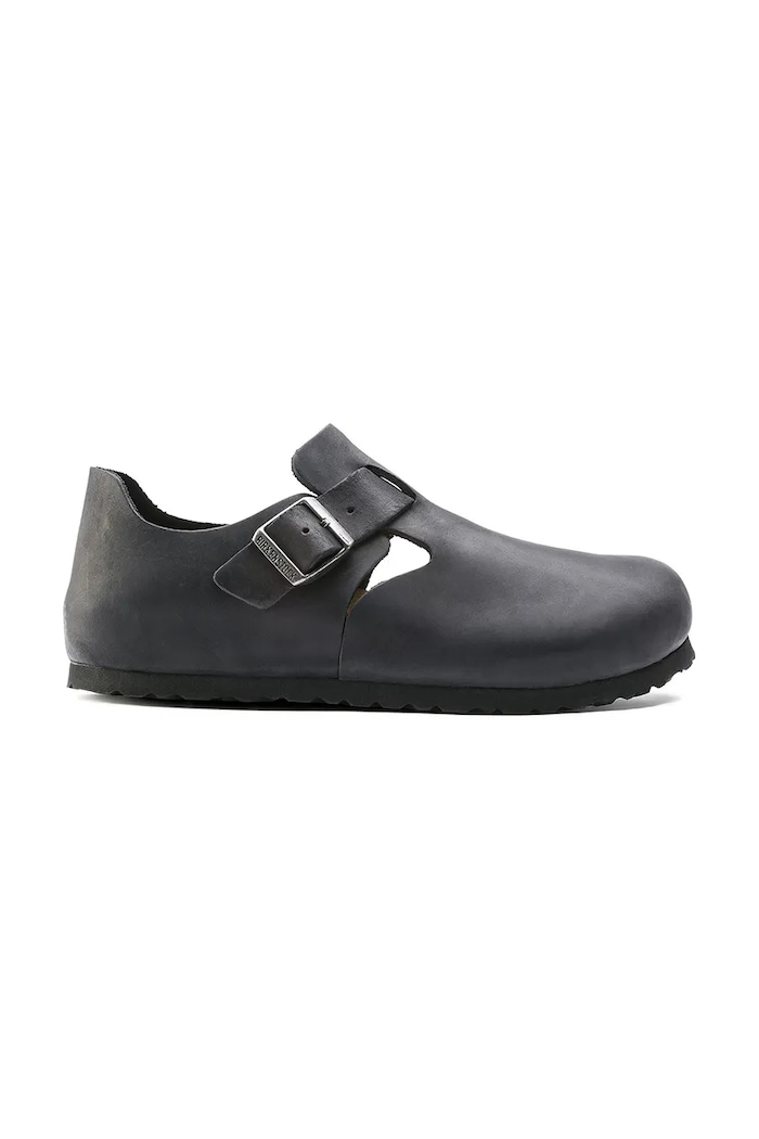 Birkenstock London pantofi cu toc plat pentru bărbați din piele casual negru 166543