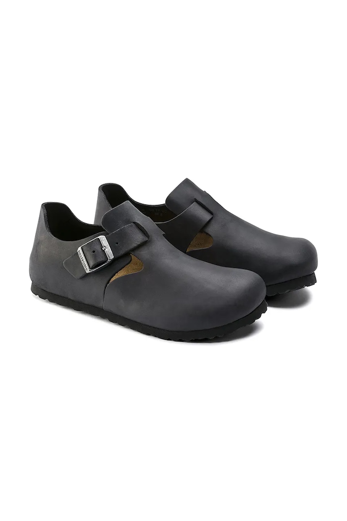 Încălțăminte Birkenstock London pantofi cu toc plat pentru bărbați din piele 166543 negru