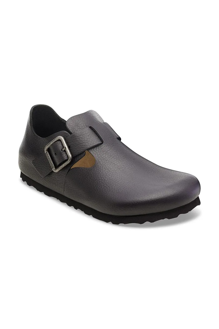 Birkenstock London WB pantofi cu toc plat pentru bărbați din piele 1030176 negru SS26