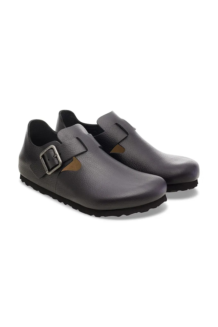 Încălțăminte Birkenstock London WB pantofi cu toc plat pentru bărbați din piele 1030176 negru