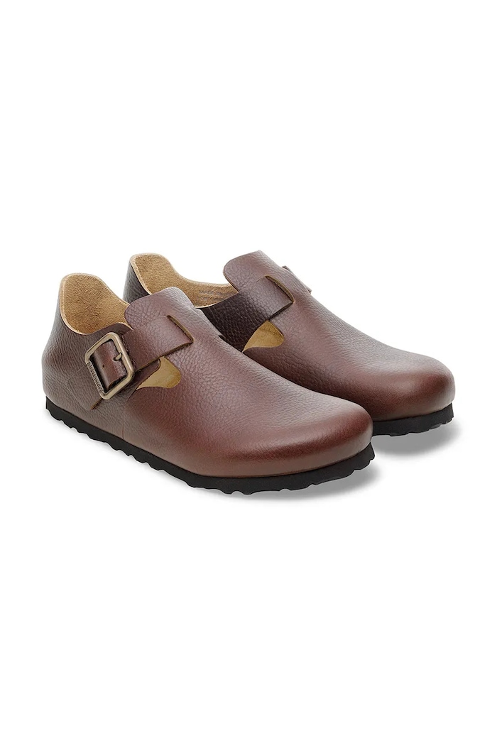 Încălțăminte Birkenstock London WB pantofi cu toc plat pentru bărbați din piele 1030177 maro