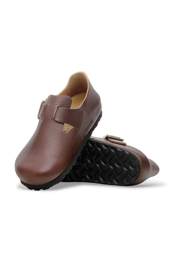 Birkenstock London WB pantofi cu toc plat pentru bărbați din piele 1030177 maro