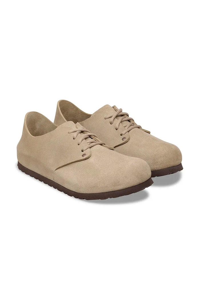 Boty Birkenstock Maine Polobotky na plochém podpatku semišové 1031698 béžová