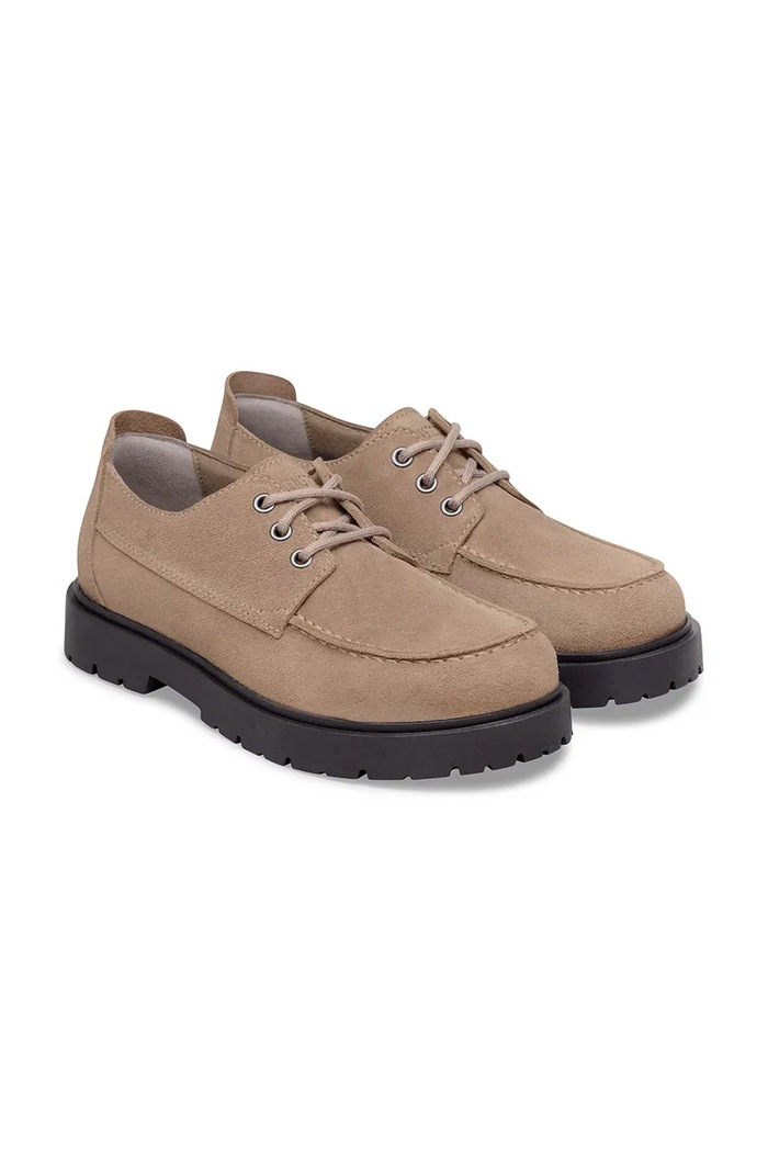 Обувки Половинки обувки от велур Birkenstock Highwood Moc Lace Low 1031884. бежов