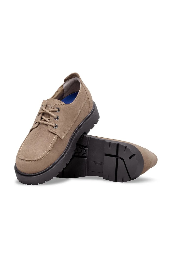 Половинки обувки от велур Birkenstock Highwood Moc Lace Low 1031884. бежов