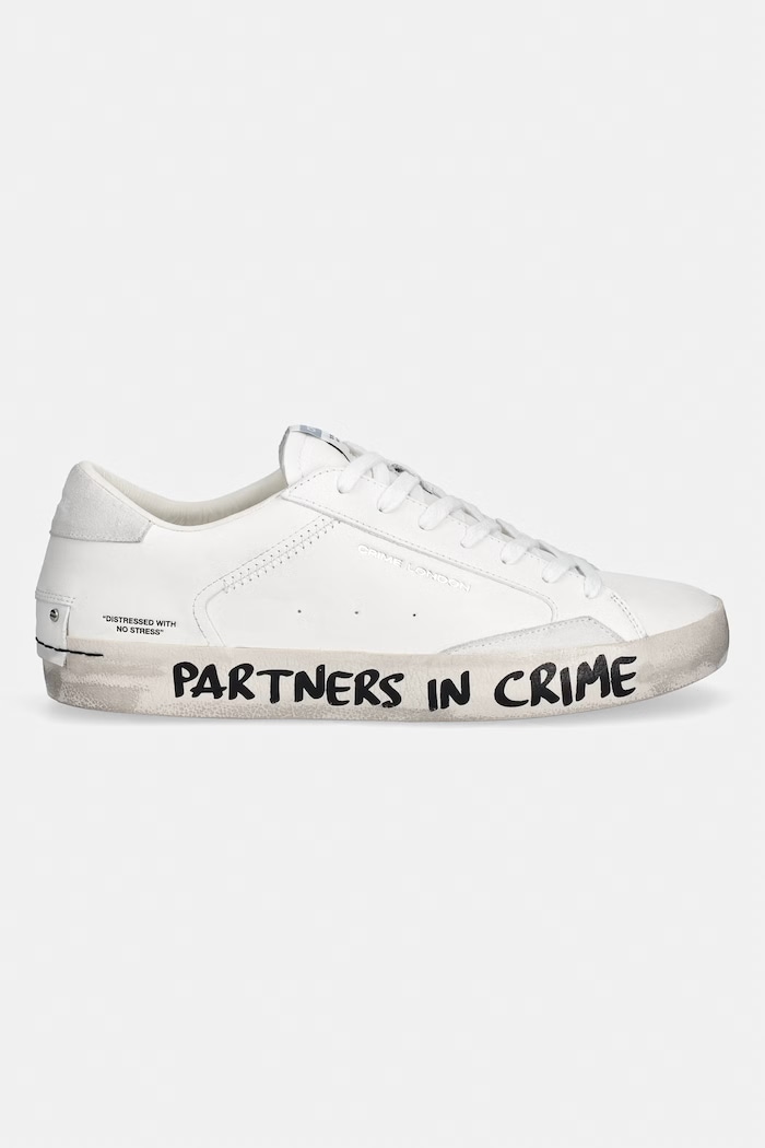 Crime London DISTRESSED pánske kožené tenisky 16017PP5.10 biela SS26