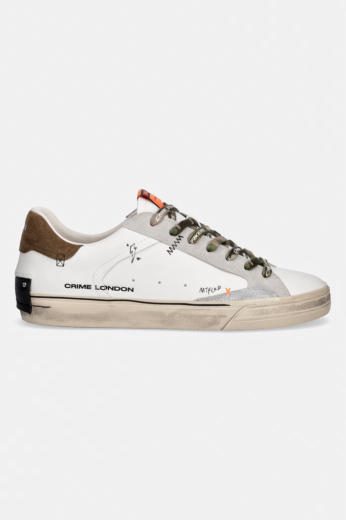 Crime London DECONSTRUCTED sneakersy męskie skórzane 19071PP8.10 biały SS26
