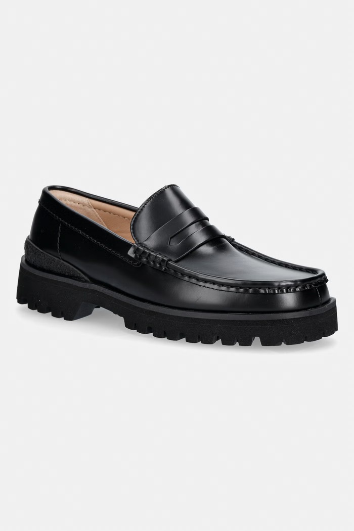 Clarks Originals Yukoner Penny μοκασίνια στην πλατφόρμα ανδρικά δερμάτινα μαύρο 26185705