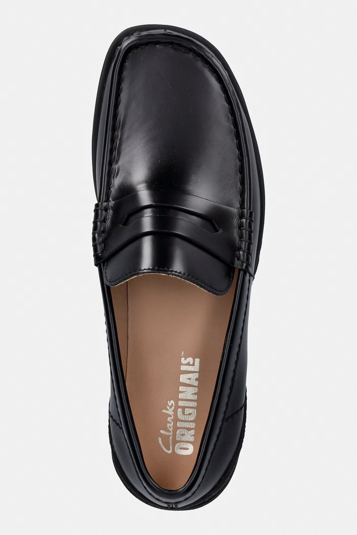Clarks Originals Yukoner Penny μοκασίνια στην πλατφόρμα ανδρικά δερμάτινα μαύρο 26185705