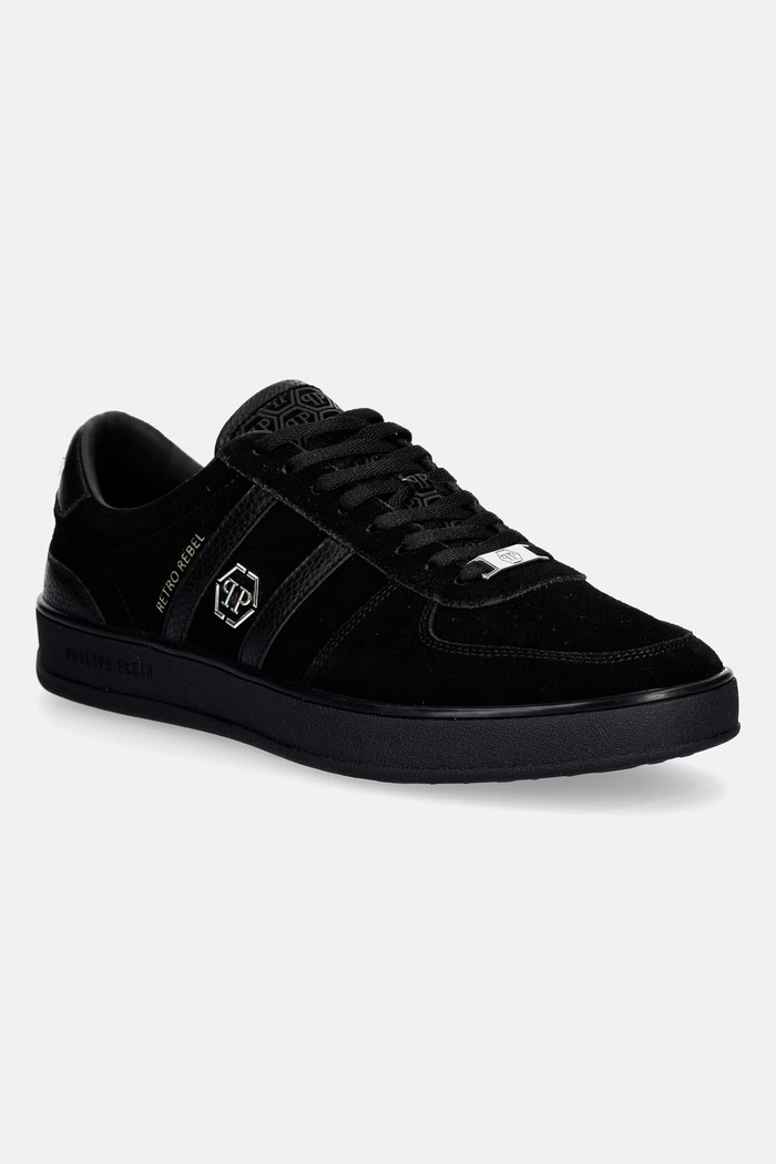 Philipp Plein Lo-Top Sneaker Retro Rebel sneakersy męskie zamszowe czarny USC0941.PLE010N.0202