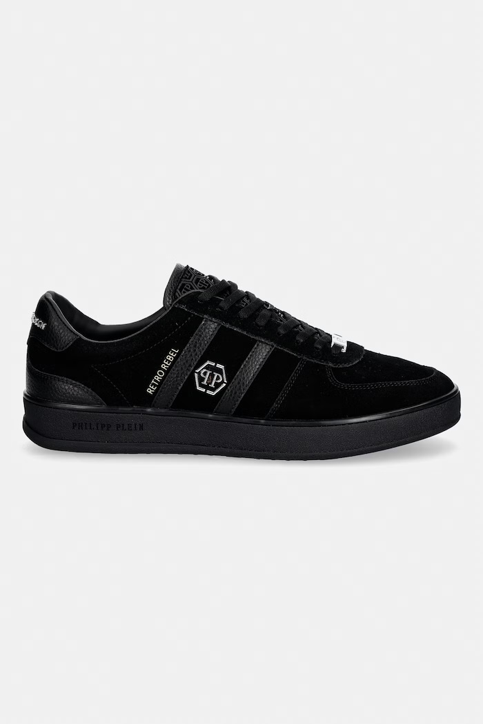 Philipp Plein Lo-Top Sneaker Retro Rebel sneakersy męskie zamszowe USC0941.PLE010N.0202 czarny SS26