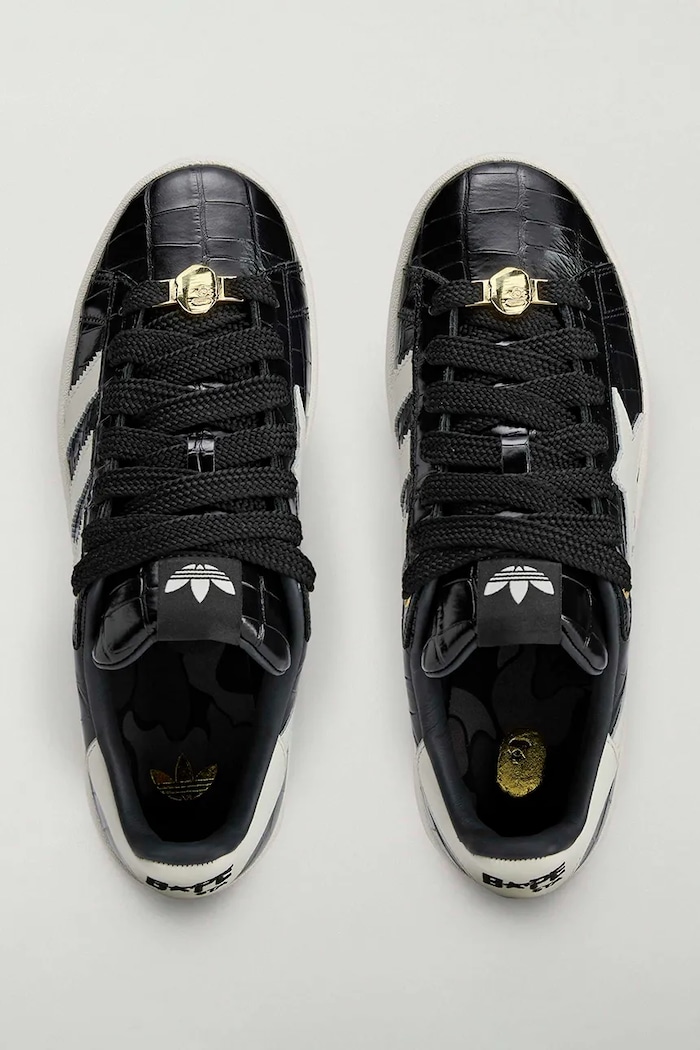 Kožne tenisice adidas Originals x BAPE crna KJ8851