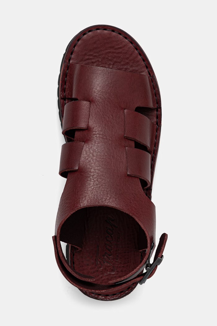Fracap S100.129 szary sandały skórzane bordowy S100.129