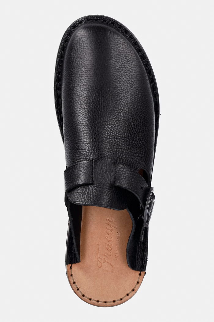 Fracap klapki skórzane Mules Nero czarny S100.M
