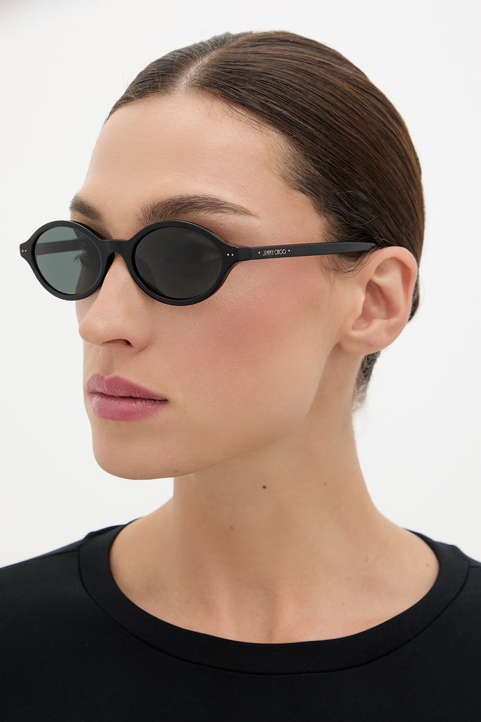 Jimmy Choo okrúhle slnečné okuliare dámske čierna 0JC5068U