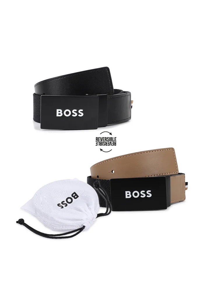 Detský obojstranný opasok BOSS usňová koža čierna J53128.80.90