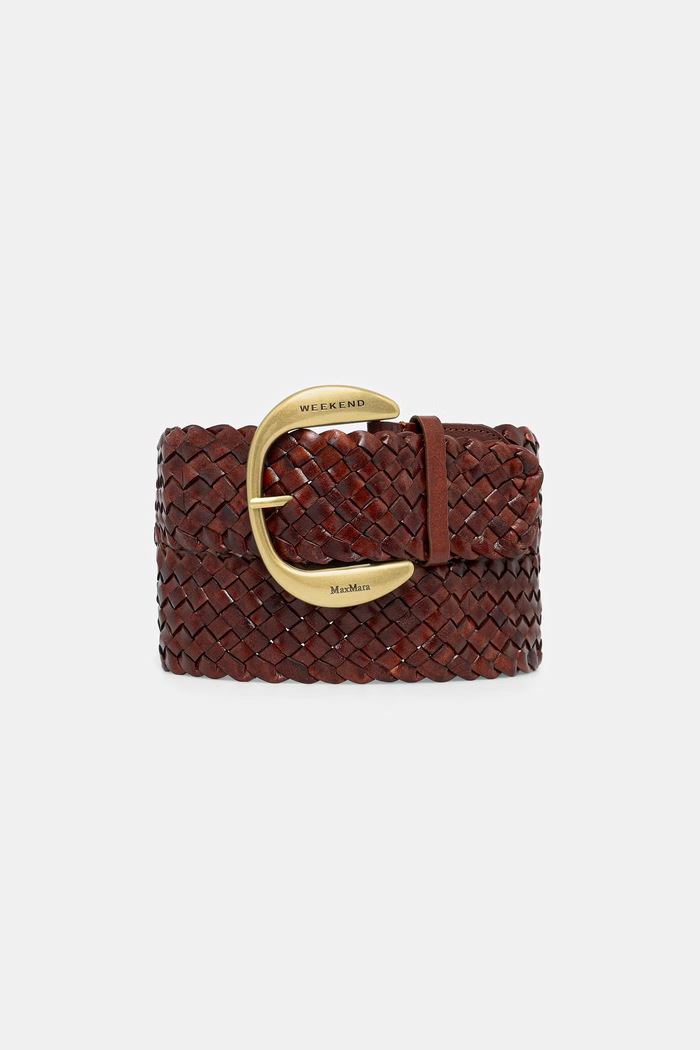 Weekend Max Mara pletený pásek dámský kožený AGELO burgundské 2615501025600