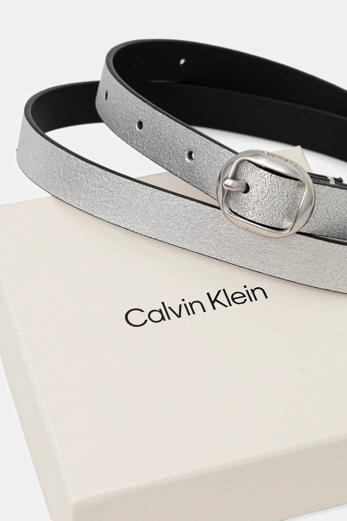 Akcesoria Calvin Klein pasek skórzany LV04F7058G srebrny