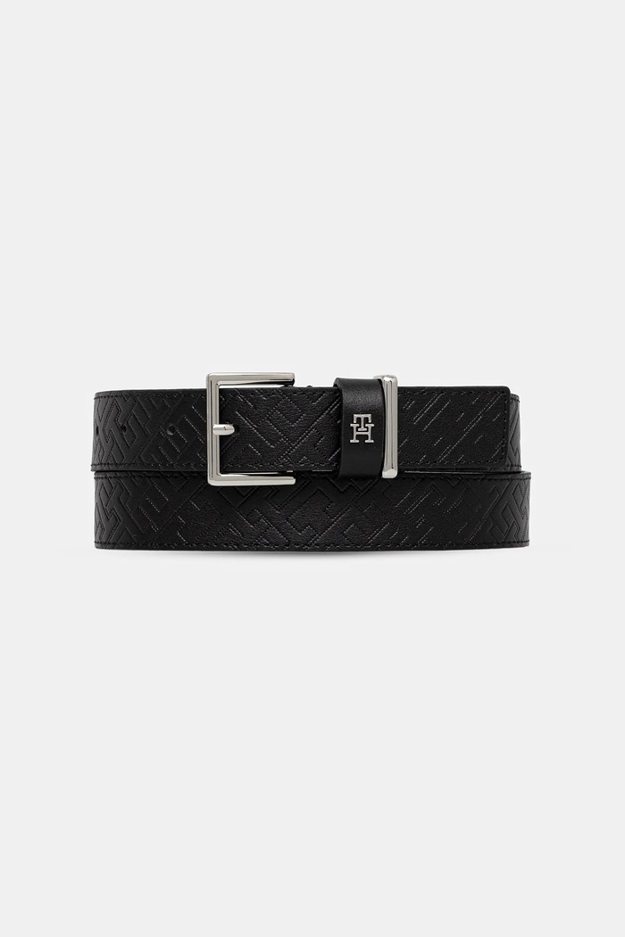 Kožený opasok Tommy Hilfiger čierna AW0AW18110