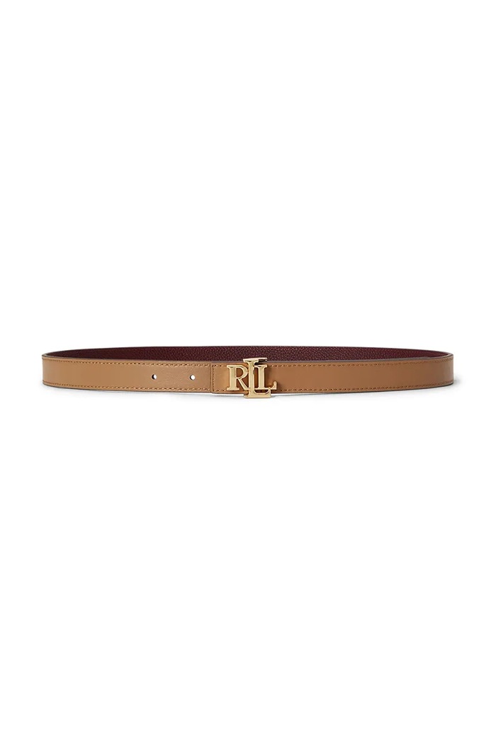 Lauren Ralph Lauren Pasek dwustronny damski skórzany 412P06811 bordowy SS26