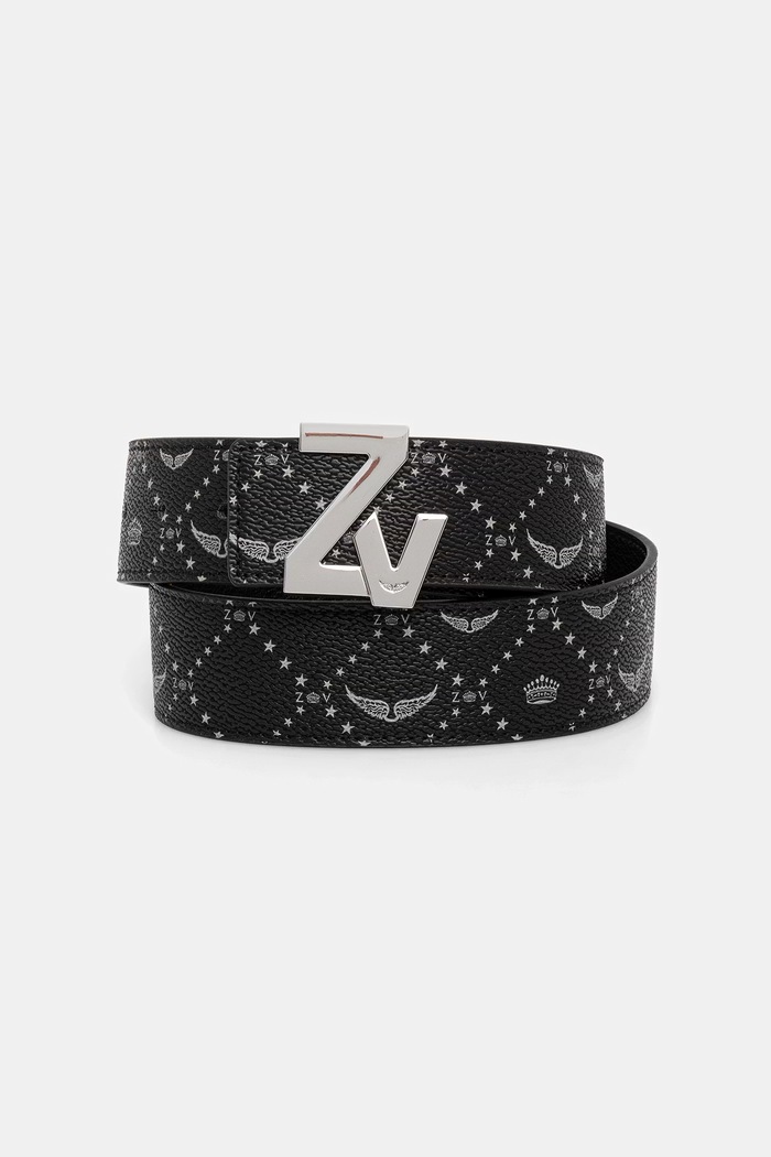 Remen ZADIG&VOLTAIRE imitacija zrnate kože crna LWBT01350