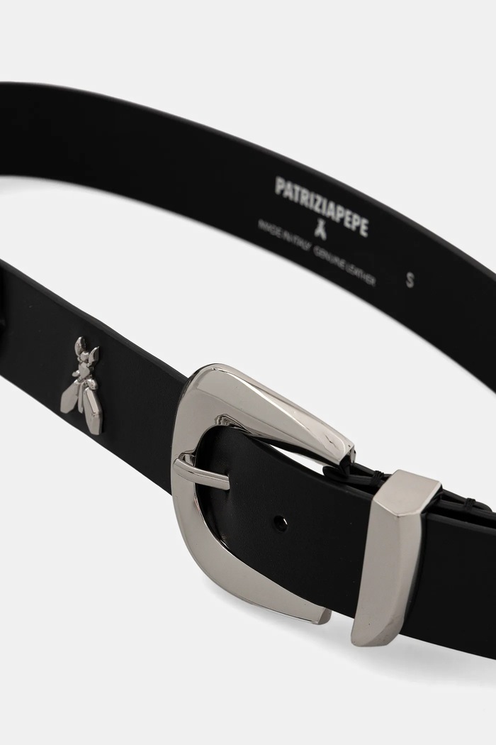 Δερμάτινη ζώνη Patrizia Pepe 8W0072.L048 μαύρο SS26