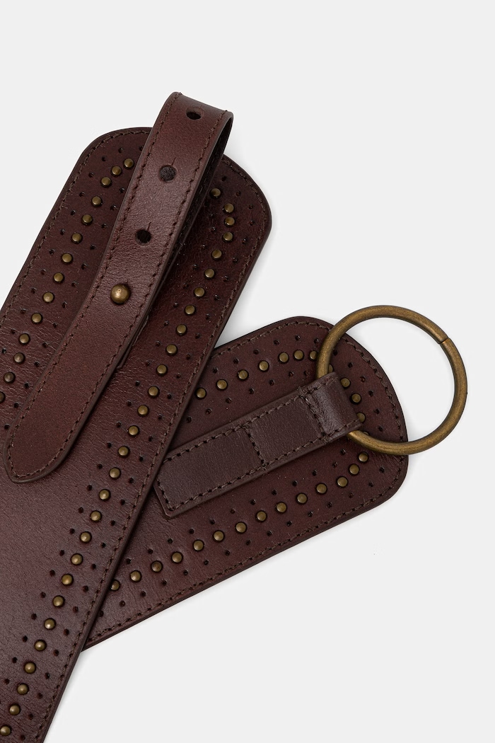 Pedro del Hierro pas za obleko ženski usnjen 4693080 rjava SS26