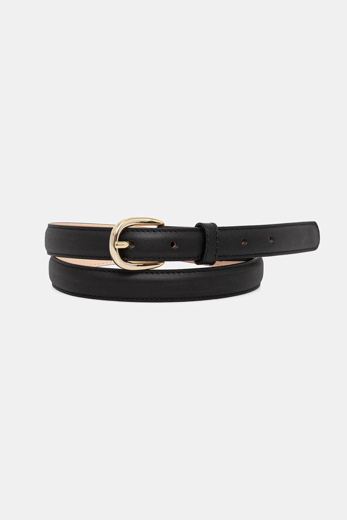 A.P.C. curea de piele CEINTURE ROSETTE negru PXBHZ.F65101