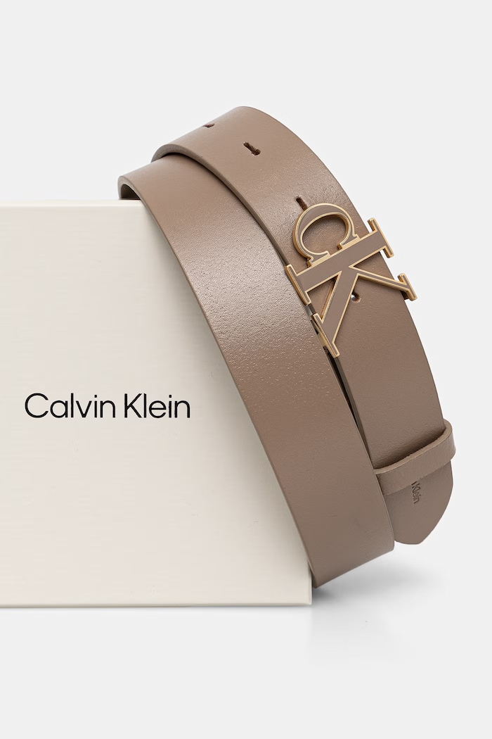 Doplnky Calvin Klein opasok dámsky kožený LV04F7073G béžová