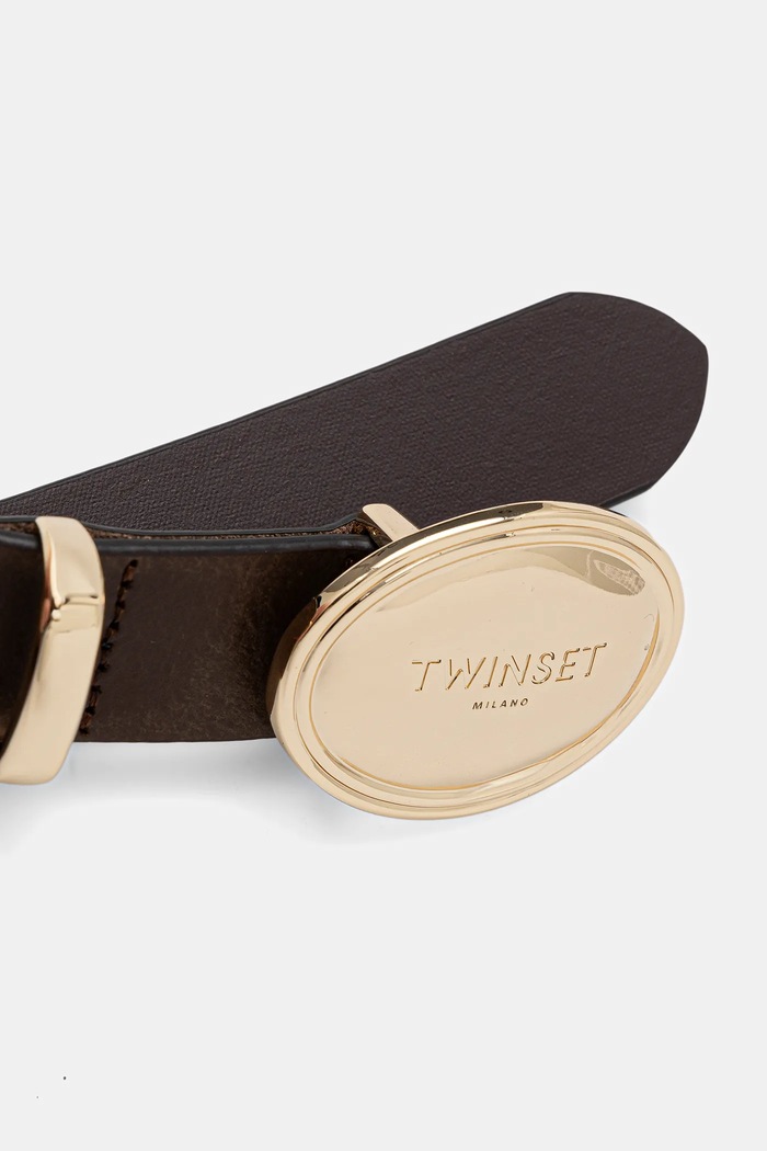 Kožený opasok Twinset 261TA4130 hnedá SS26