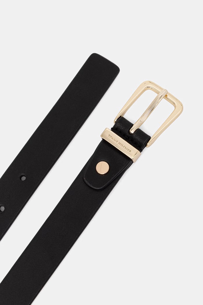 Tommy Hilfiger pasek damski skórzany AW0AW18662 czarny SS26