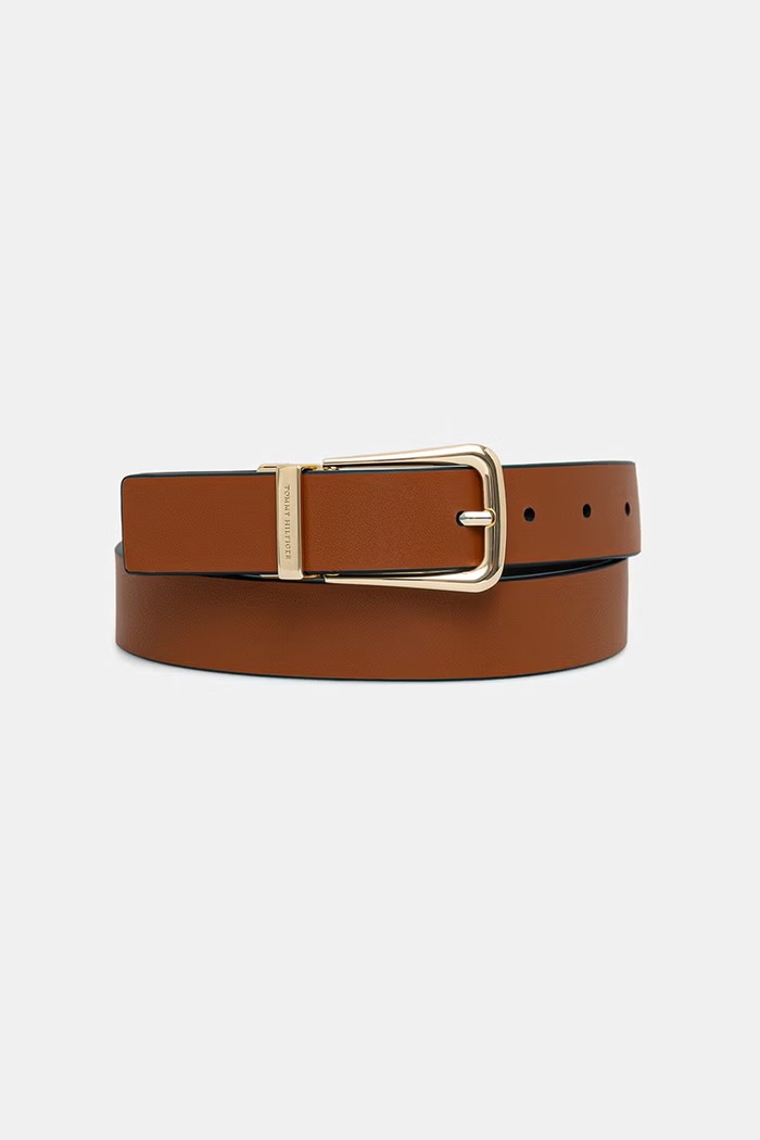 Tommy Hilfiger obojstranný opasok dámsky kožený AW0AW18663 čierna SS26