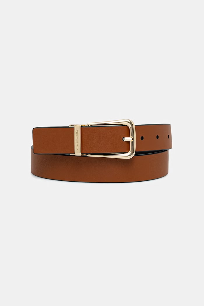 Tommy Hilfiger obojstranný opasok dámsky kožený AW0AW18663 čierna SS26