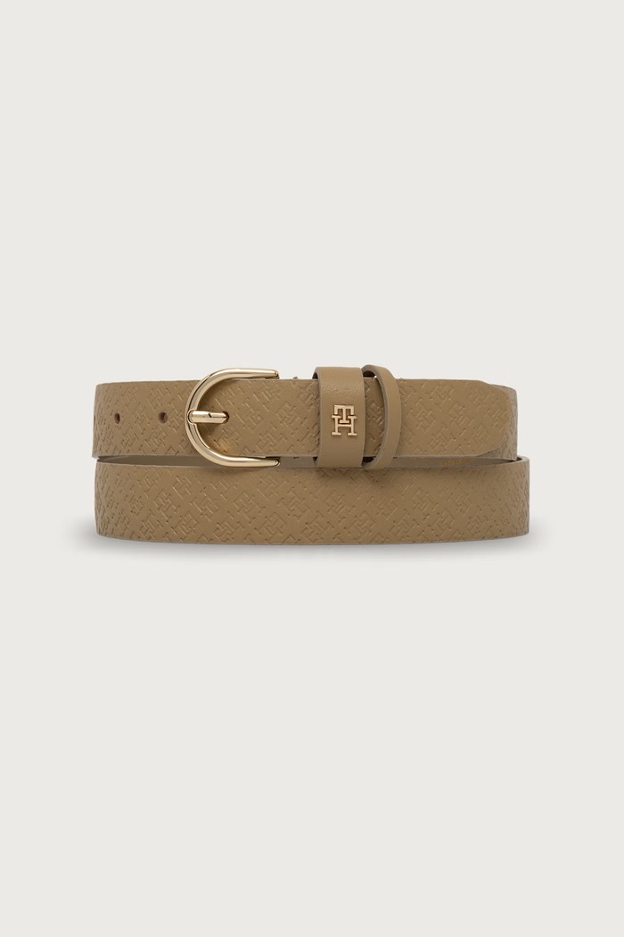 Tommy Hilfiger pasek damski skórzany beżowy AW0AW18856