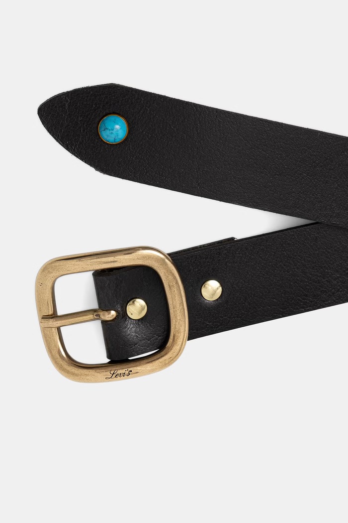 Kožený opasok Levi's CAMERON LONG LENGTH 005BW čierna SS26