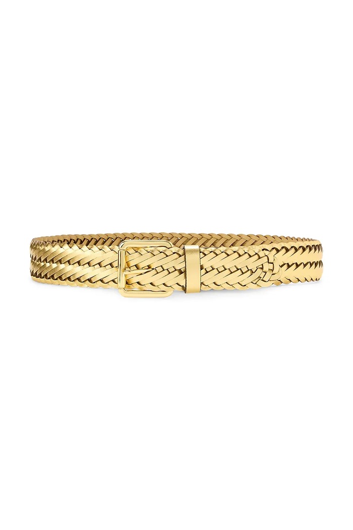 Lauren Ralph Lauren pasek pleciony damski skórzany złoty 412P06090