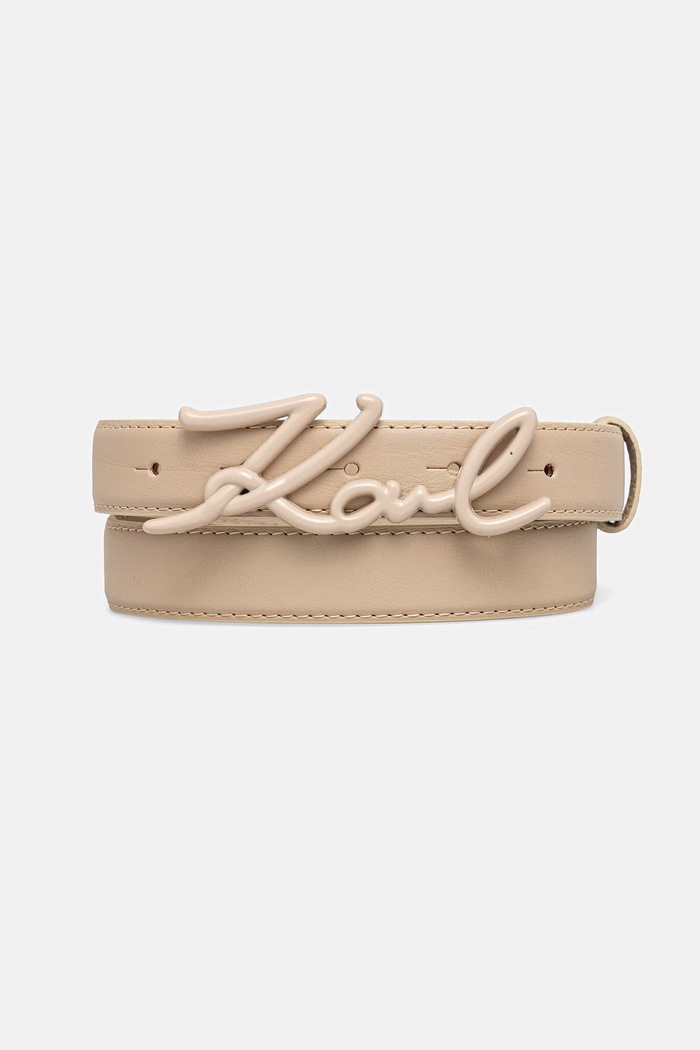 Karl Lagerfeld dámsky kožený opasok K/SIGNATURE béžová B2W33036