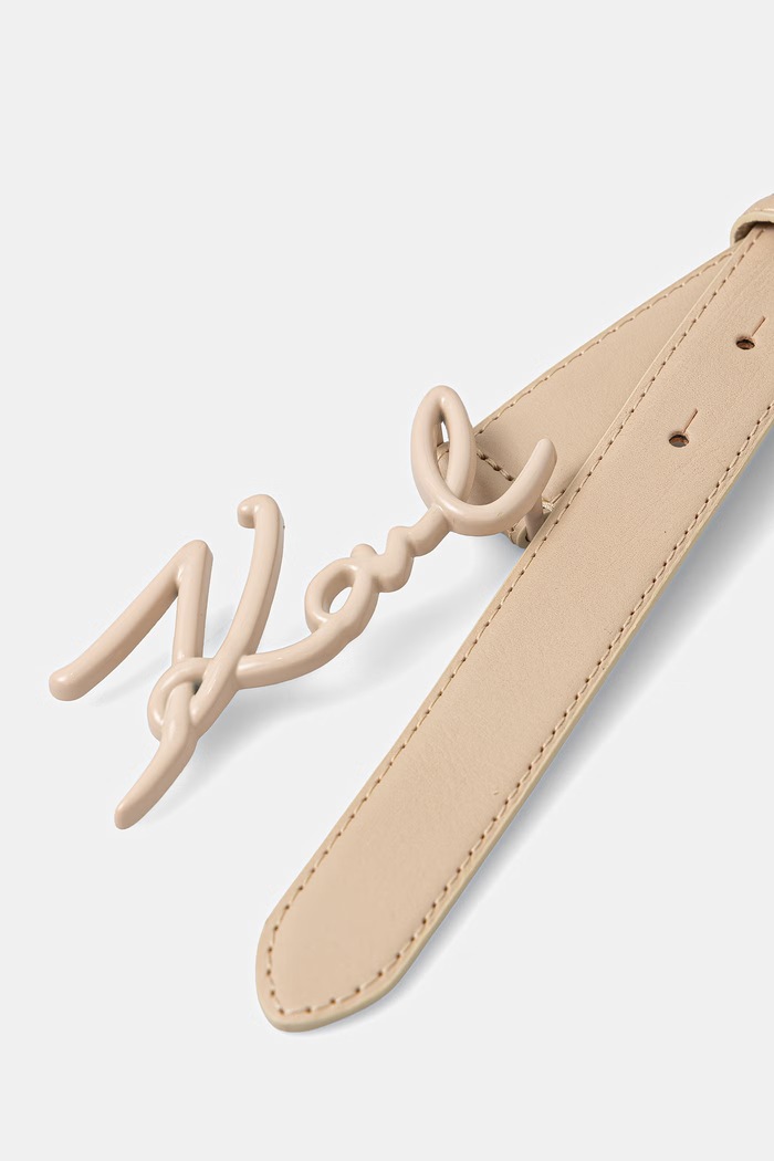 Karl Lagerfeld dámsky kožený opasok K/SIGNATURE B2W33036 béžová SS26